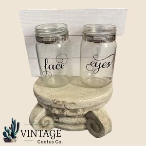 New! Farmhouse “Mercantile Design Home Decor” Mason Jar Makeup Brush Holder!